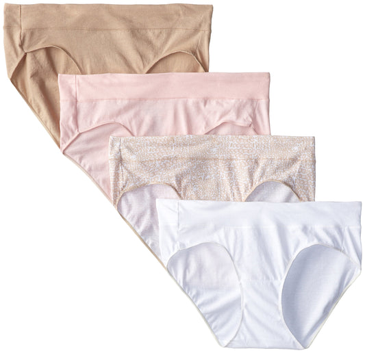 Hanes Women's 4 Pack Comfort Blend Hipster Panty, Assorted, 6
