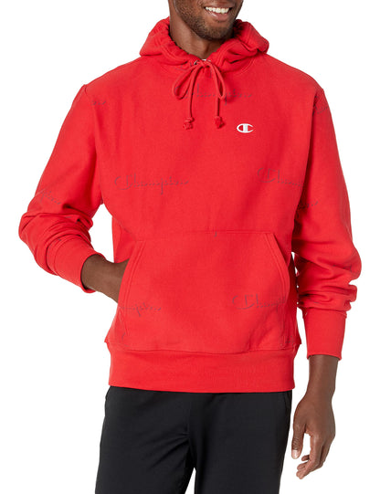 Champion Men's Reverse Weave Hoodie, Multi Scale Script Running Waves, Small