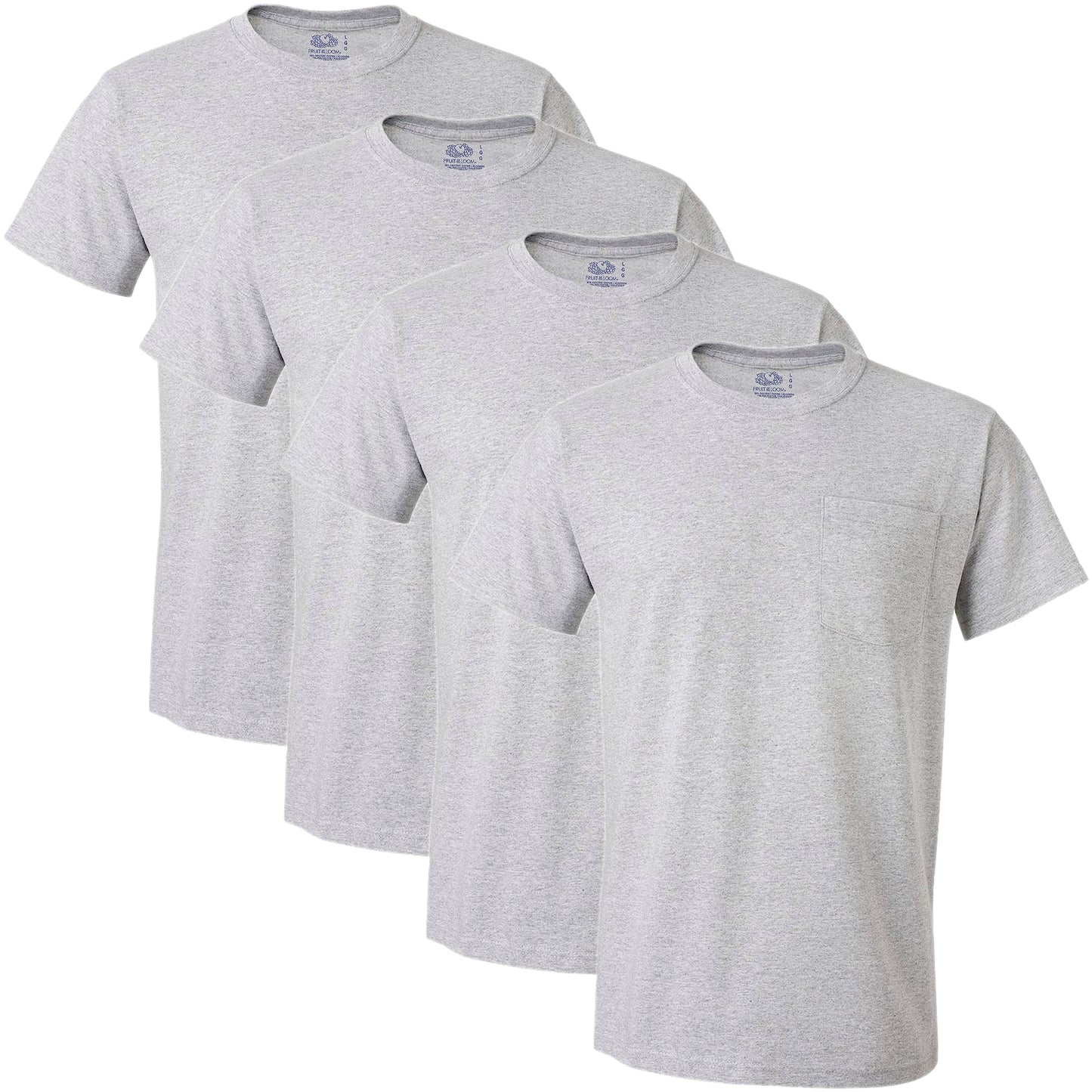 Fruit of the Loom Men's Pocket Crew Neck T-Shirt (Pack of 4), Assorted Blues, X-Large
