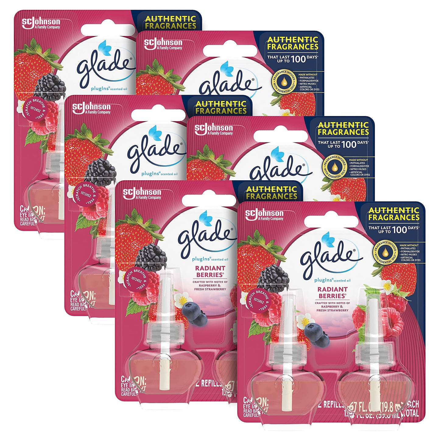 Glade PlugIns Refills Air Freshener, Scented and Essential Oils for Home and Bathroom, Rose & Bloom, 3.35 Fl Oz, 5 Count