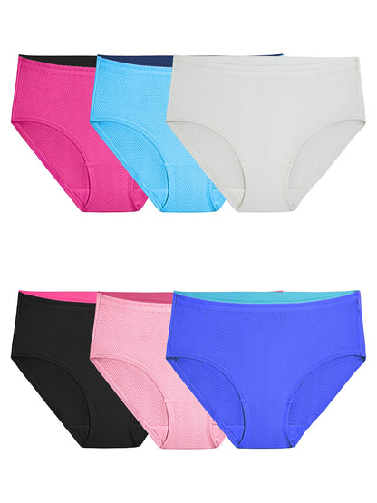 Fruit Of The Loom Womens Breathable Underwear, Moisture Wicking Keeps You Cool & Comfortable, Available In Plus Size Briefs, Micro Mesh - Low Rise Brief - 6 Pack - Colors May Vary, 10 US