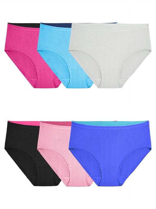 Fruit Of The Loom Womens Breathable Underwear, Moisture Wicking Keeps You Cool & Comfortable, Available In Plus Size Briefs, Micro Mesh - Low Rise Brief - 6 Pack - Colors May Vary, 10 US