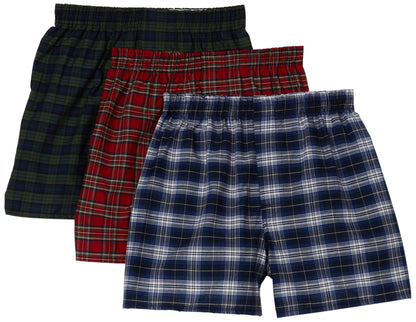 Hanes Big Boys' Woven Boxer, Tartan Plaid, S (7/8)(Pack of 3)