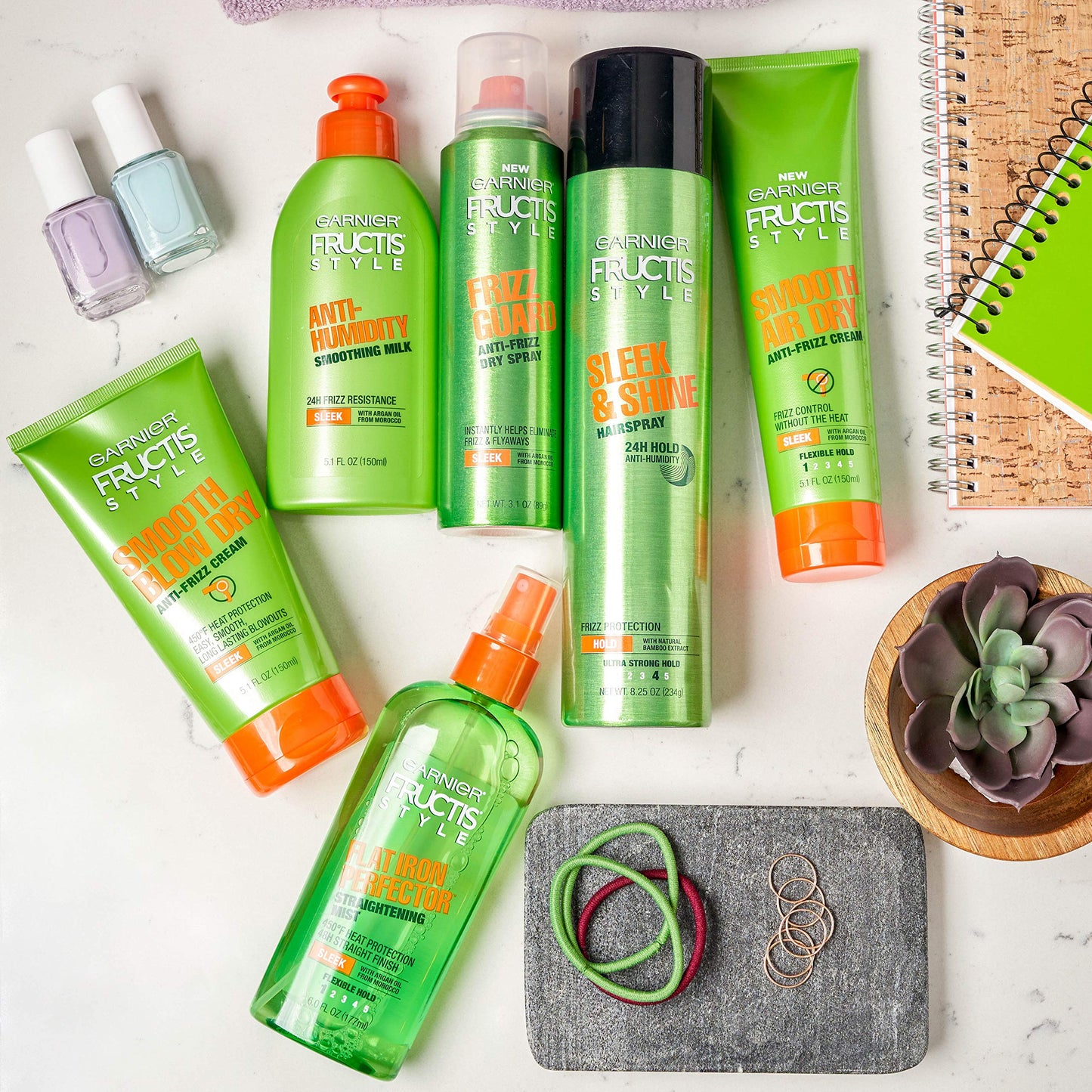 Garnier Fructis Style Smooth Air Dry Anti-Frizz Cream, Sleek, 5.1 Fl Oz, Pack of 2 (Packaging May Vary)