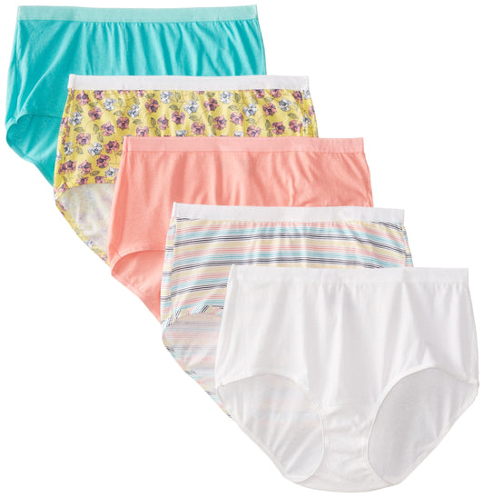 Fruit of the Loom Women's100% Cotton 6-Pack Briefs Lady’s Underwear Panties - 7