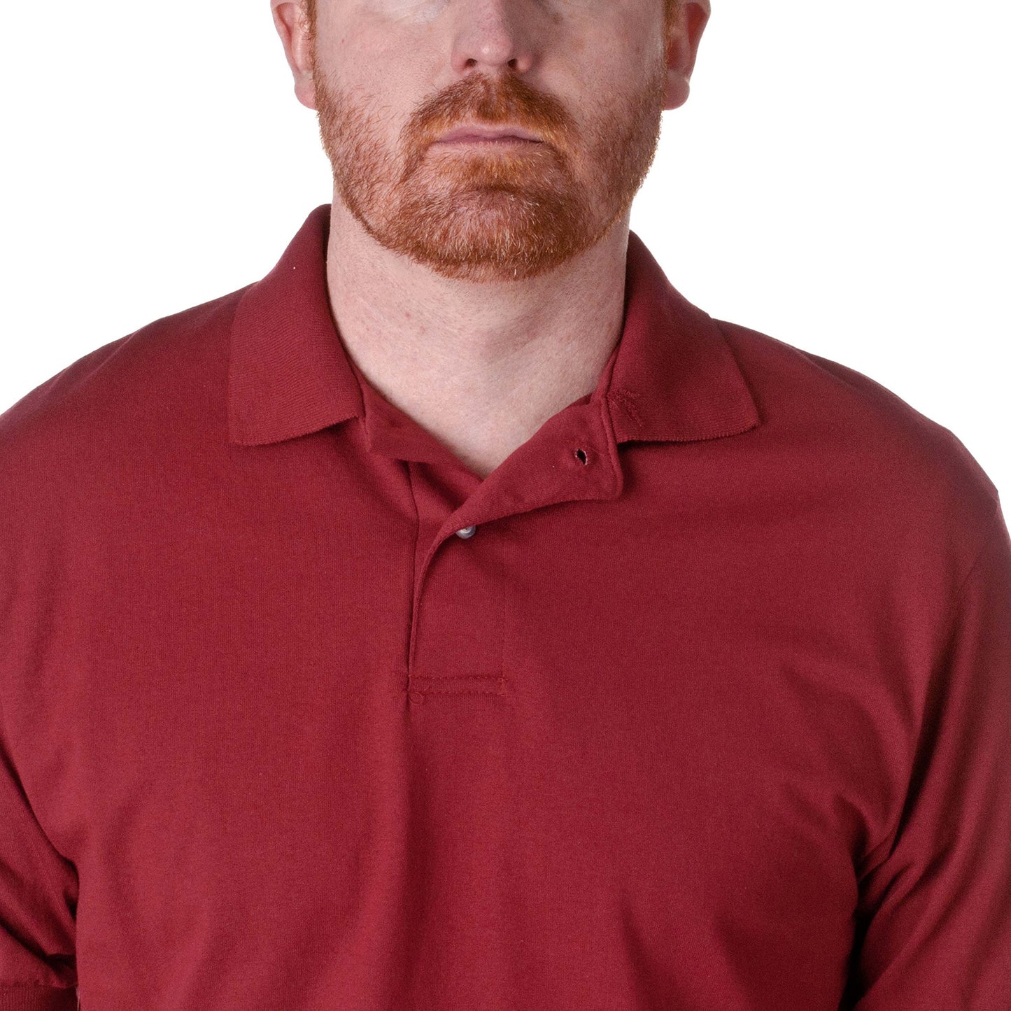 Hanes Men Cotton-Blend EcoSmart Jersey Polo,Cardinal,Large