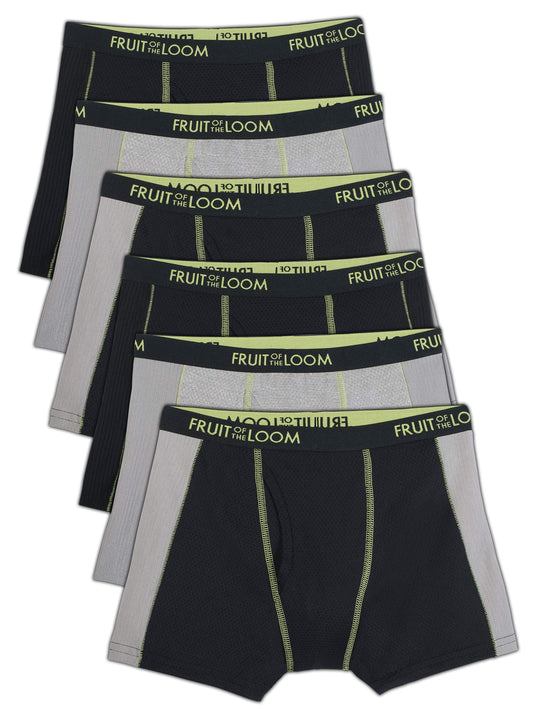Fruit of the Loom Boys' Big Micro Mesh with Side Flex Zones Boxer Briefs 6 Pack, Assorted Colors, Small