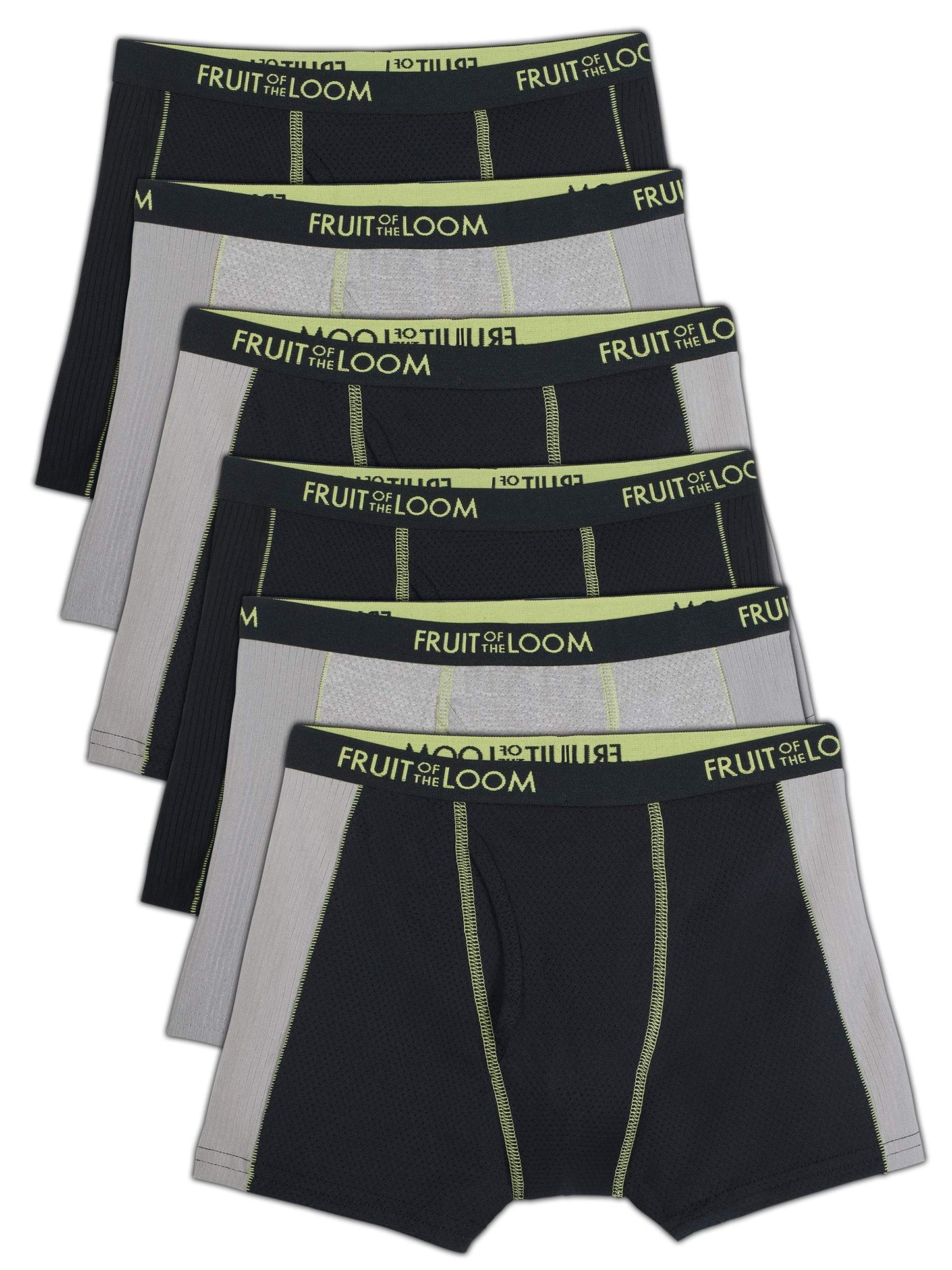 Fruit of the Loom Boys' Big Micro Mesh with Side Flex Zones Boxer Briefs 6 Pack, Assorted Colors, X-Large