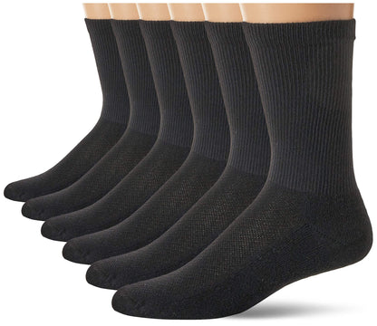 Hanes Ultimate mens 6-pack X-temp Crew Casual Sock, Black, 6 12 US