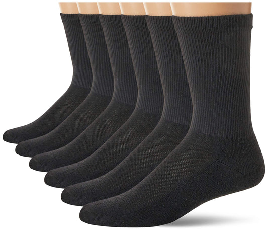Hanes Ultimate mens 6-pack X-temp Crew Casual Sock, Black, 6 12 US