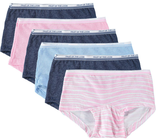 Fruit of the Loom Girls' Assorted Boyshort Underwear (Assorted Color - 6 Pack, 14)