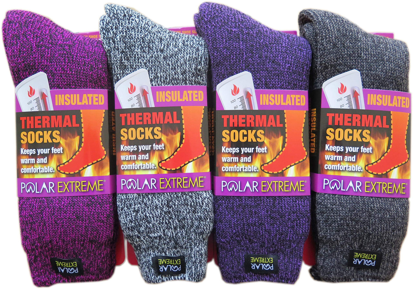 Polar Extreme Ladies Heat Socks, 2 Pair, Size 9-11,
