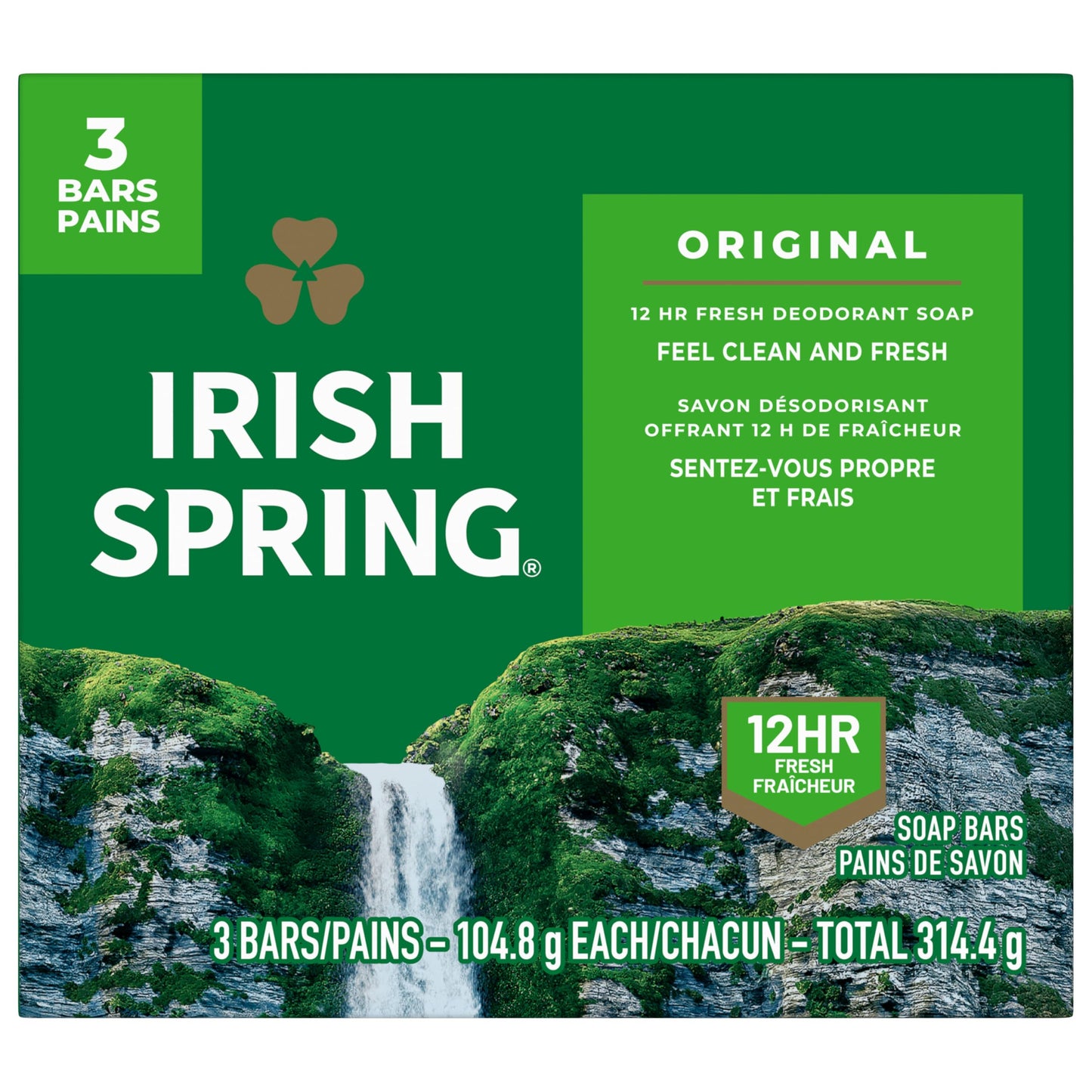 Irish Spring Deodorant Bar Soap, Original, Green Irish Spring, 11.1 Ounce