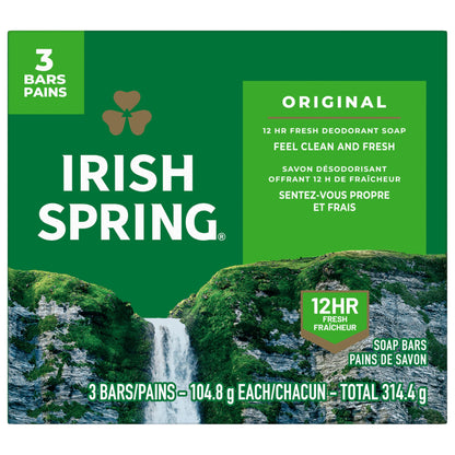 Irish Spring Deodorant Bar Soap, Original, Green Irish Spring, 11.1 Ounce