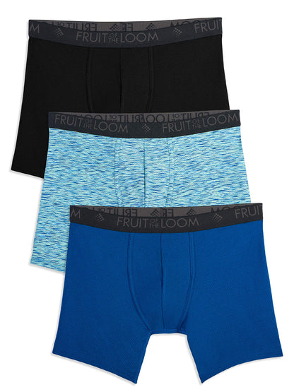 Fruit of the Loom Men's Micro Mesh Boxer Briefs, Red/Navy/Black, X-Large