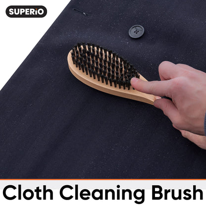 Superio 3 in 1 Lint Brush and Shoe Horn for Suit, Wool Coat, Sweaters, Shoes - Double Sided Portable Pet Hair Remover with Wood Handle