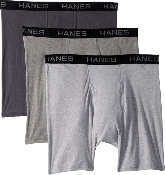 Hanes Core Cotton Boxer Briefs Pack Black/Grey 2XL