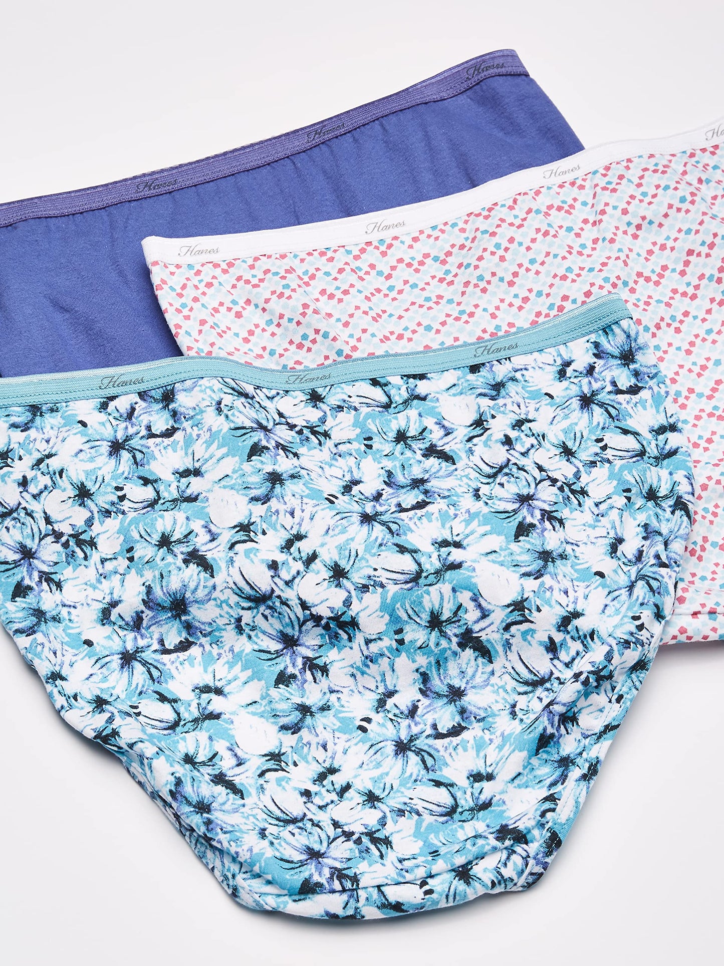 Hanes Womens No Ride Up Cotton Hi-Cut Panties 6-Pack (PP43WB) (5, Assoretd Prints)