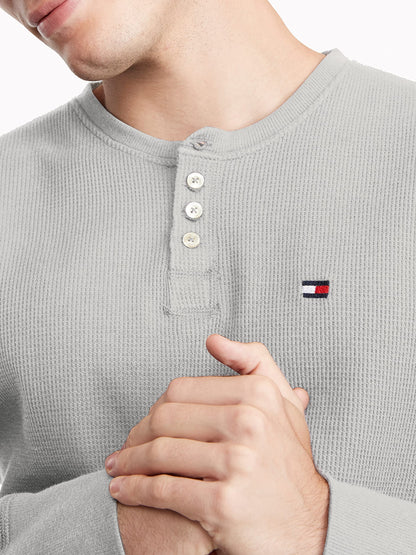 Tommy Hilfiger Mens Modern Essentials Long Sleeve Henley Grey Heather