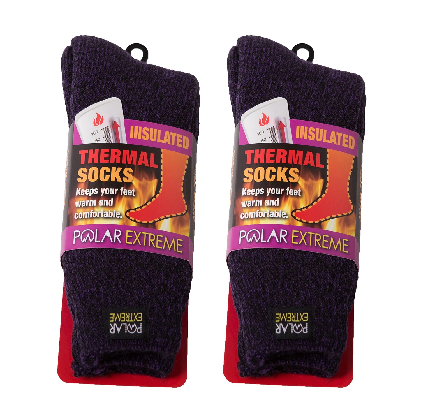 Polar Extreme Women's Moisture Wicking Thermal Socks Purple Shoe 5-9 (Pack of 2)