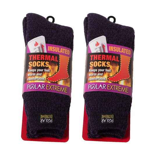 Polar Extreme Women's Moisture Wicking Thermal Socks Purple Shoe 5-9 (Pack of 2)