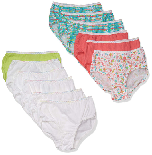 Fruit of the Loom Little Girls' Wardrobe Cotton Bikini ,Multi,6(Pack of 12)