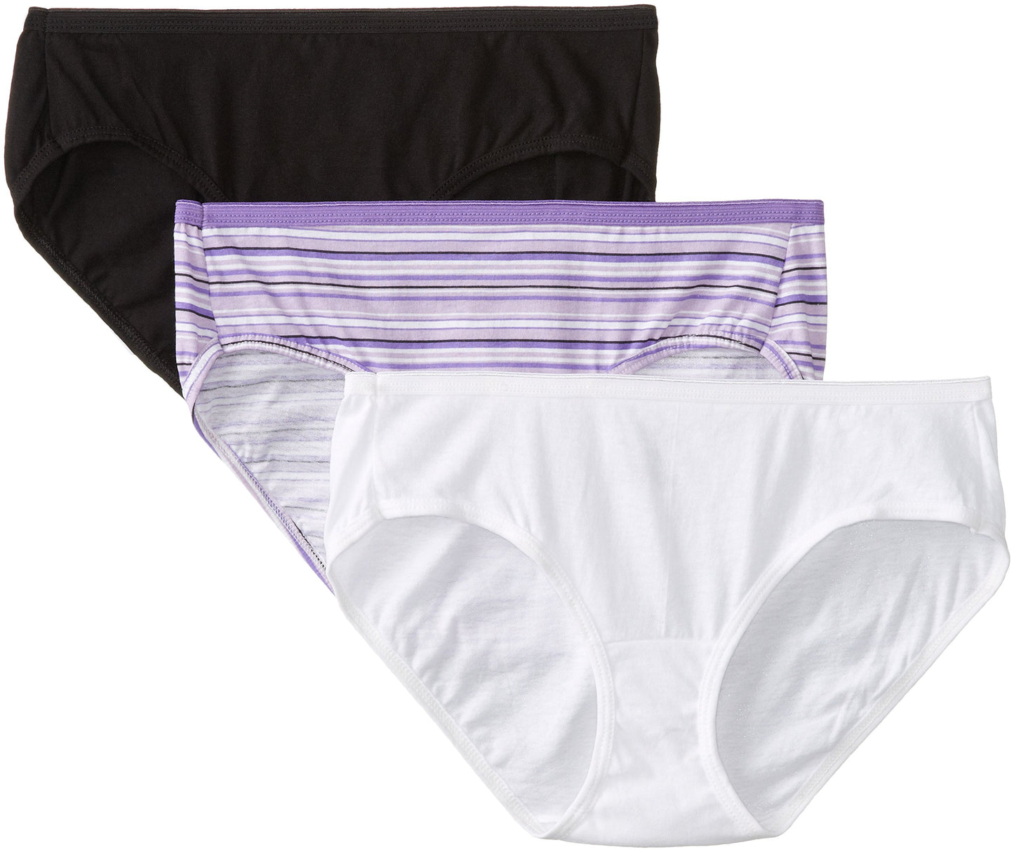 Hanes Women's 3-Pack No Ride Up 100% Cotton Hipsters, 3 Pack-White, 6