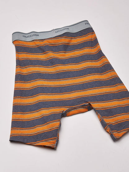 Fruit of the Loom Men's No Ride Up Boxer Brief, Stripe/Solid - Traditional Fly, Large