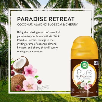 Air Wick Freshmatic Automatic Spray Air Freshener Refill, Paradise Retreat Scent, 5.89 Oz (Pack of 3)