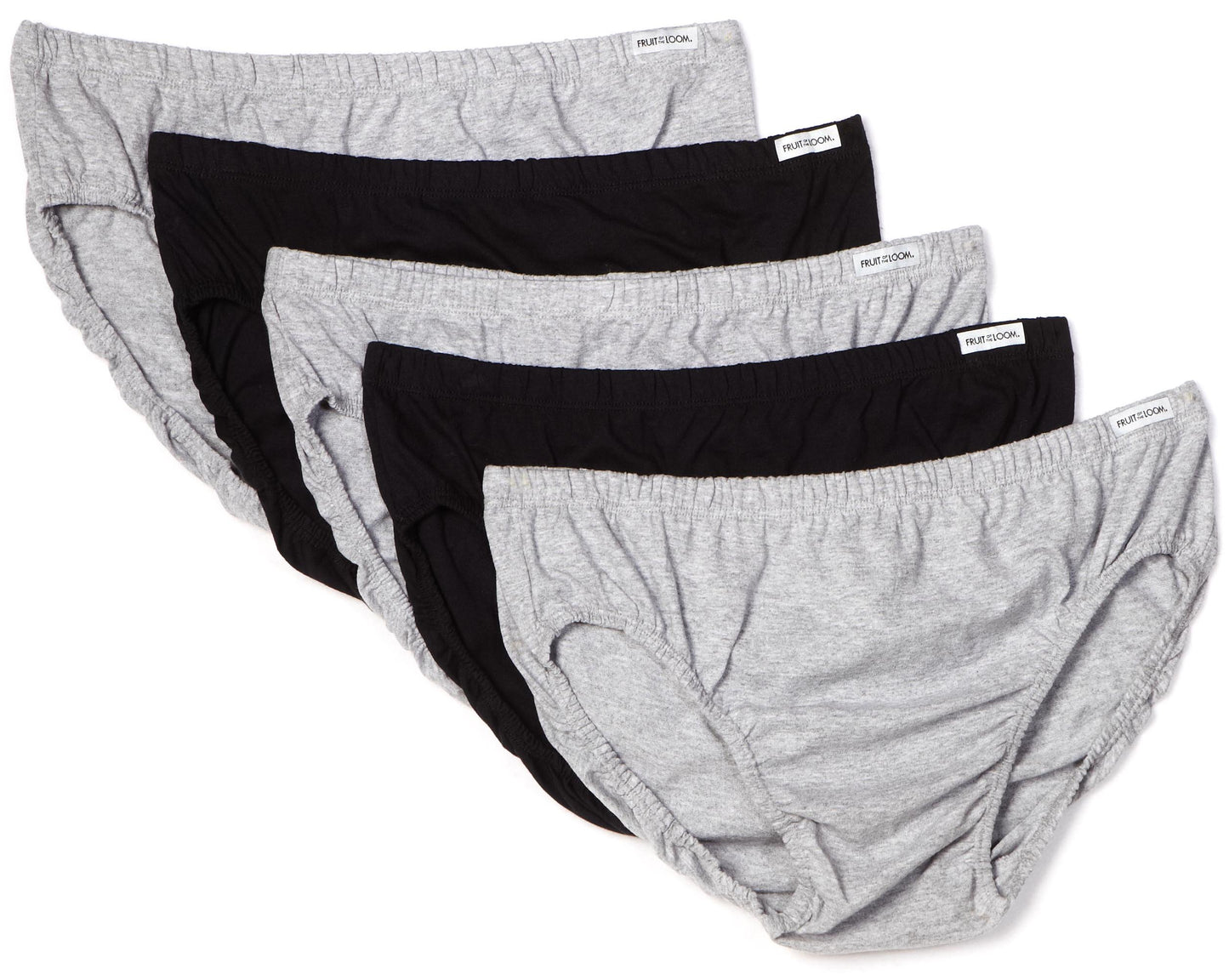 Fruit of the Loom Men's No-FlySport Briefs, Black & Gray, X-Large(Pack of 5)