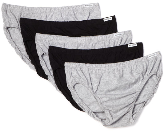 Fruit of the Loom Men's No-FlySport Briefs, Black & Gray, X-Large(Pack of 5)