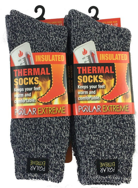 Polar Extreme Mens Thermal Socks Navy/White 10-13 US Pack of 2