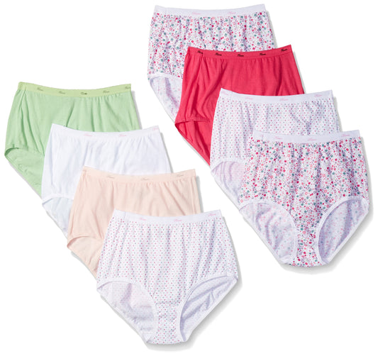 Hanes Women's 6 Pack Cotton Low Rise Brief (Bonus +2), Assorted, 8