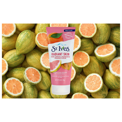 St. Ives Radiant Skin Face Scrub, Pink Lemon and Mandarin Orange, 6 oz