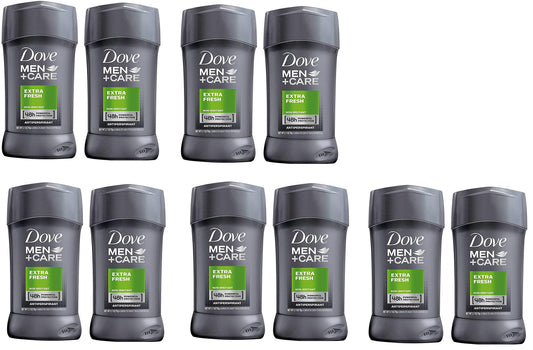 Dove Men plus Care Antiperspirant Deodorant Stick, Extra Fresh, 2.7 oz, Pack of 10
