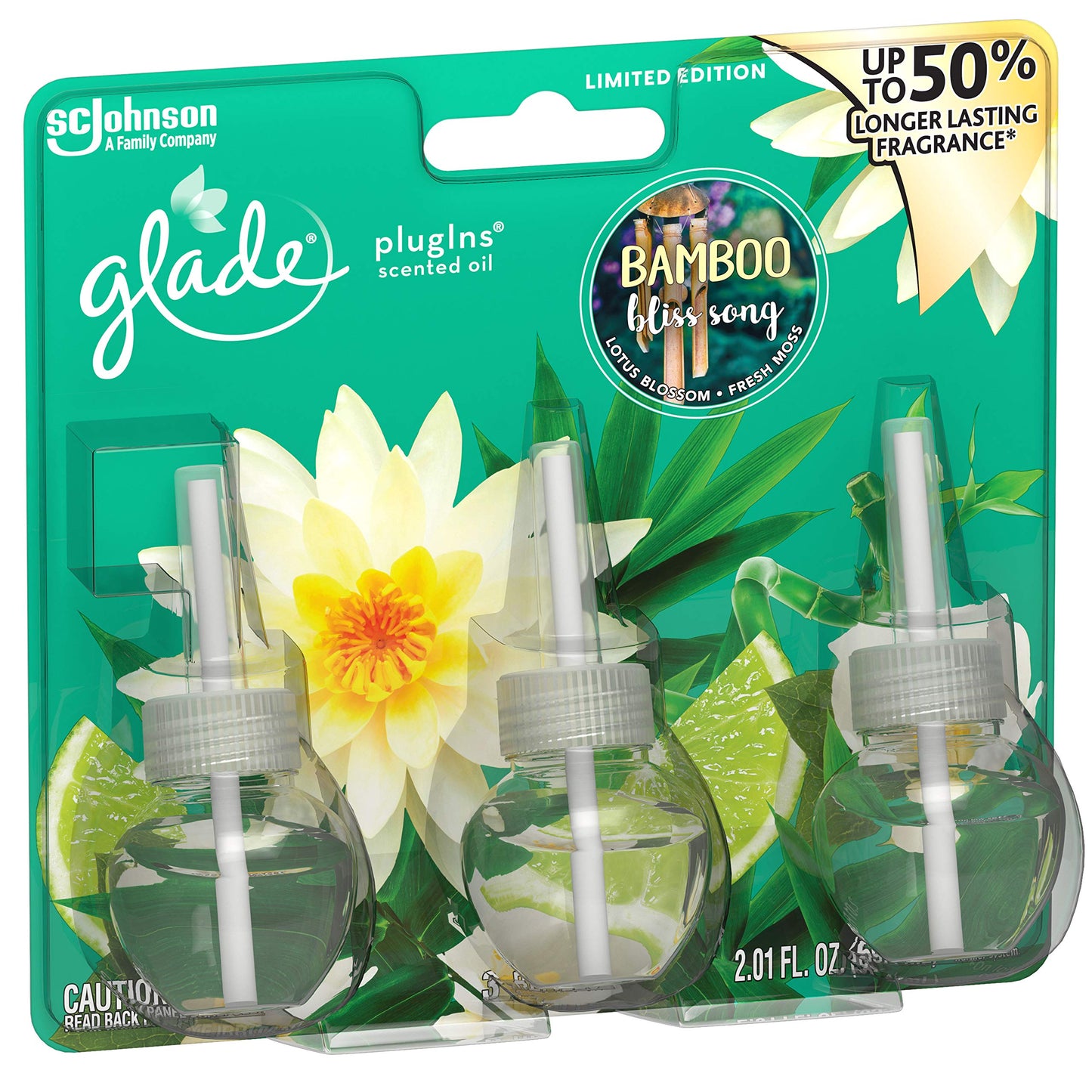Glade PlugIns Scented Oil Air Freshener Refill - Limited Edition | Bamboo Bliss Song Scent - 3 Count Oil Refills Per Package (0.67 Ounce Each) - Pack of 2 Packages (Total - 4.02 Fl. Oz.)