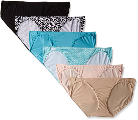 Hanes Women's 6Pack Assorted Double String Bikini Underwear Lady’s Panties 9