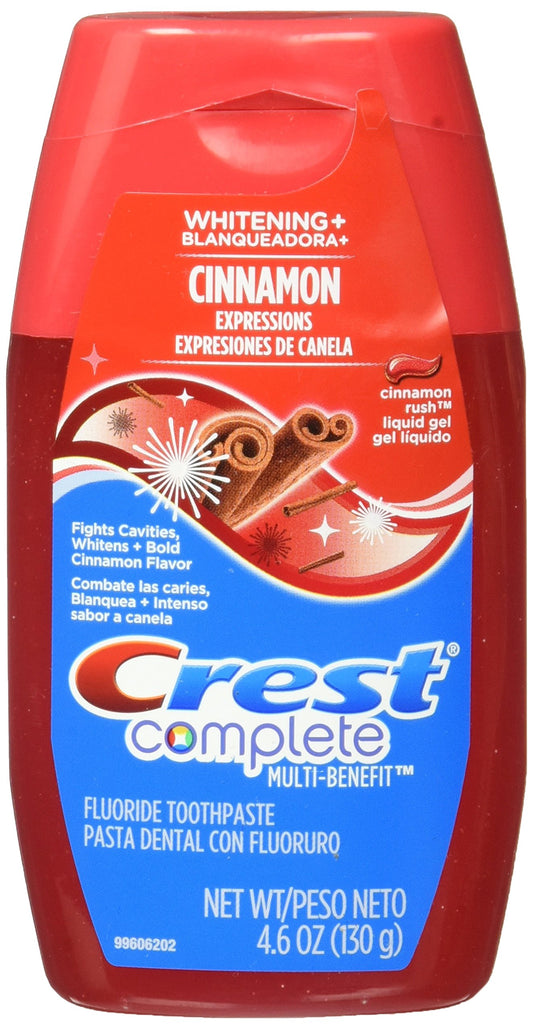 Crest Complete Whitening Plus Expressions Cinnamon Rush Liquid Gel Toothpaste 4.6 oz., (Pack of 6)