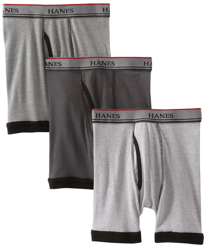 Hanes Big Boys' Platinum Ringer Boxer Brief (Pack of 3), Assorted, Medium