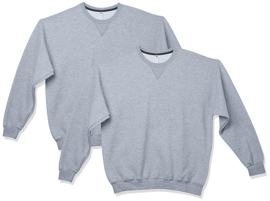 Fruit of the Loom Men's Crew Sweatshirt (2 Pack), Black, X-Large
