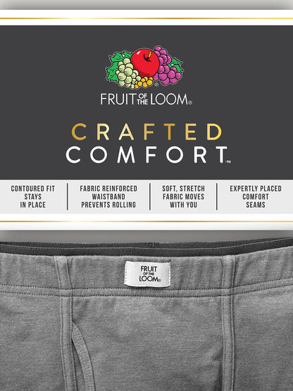 Fruit of the Loom Men's Crafted Comfort Stretch Boxer Briefs, Regular Leg-Covered Waistband-Assorted, X-Large