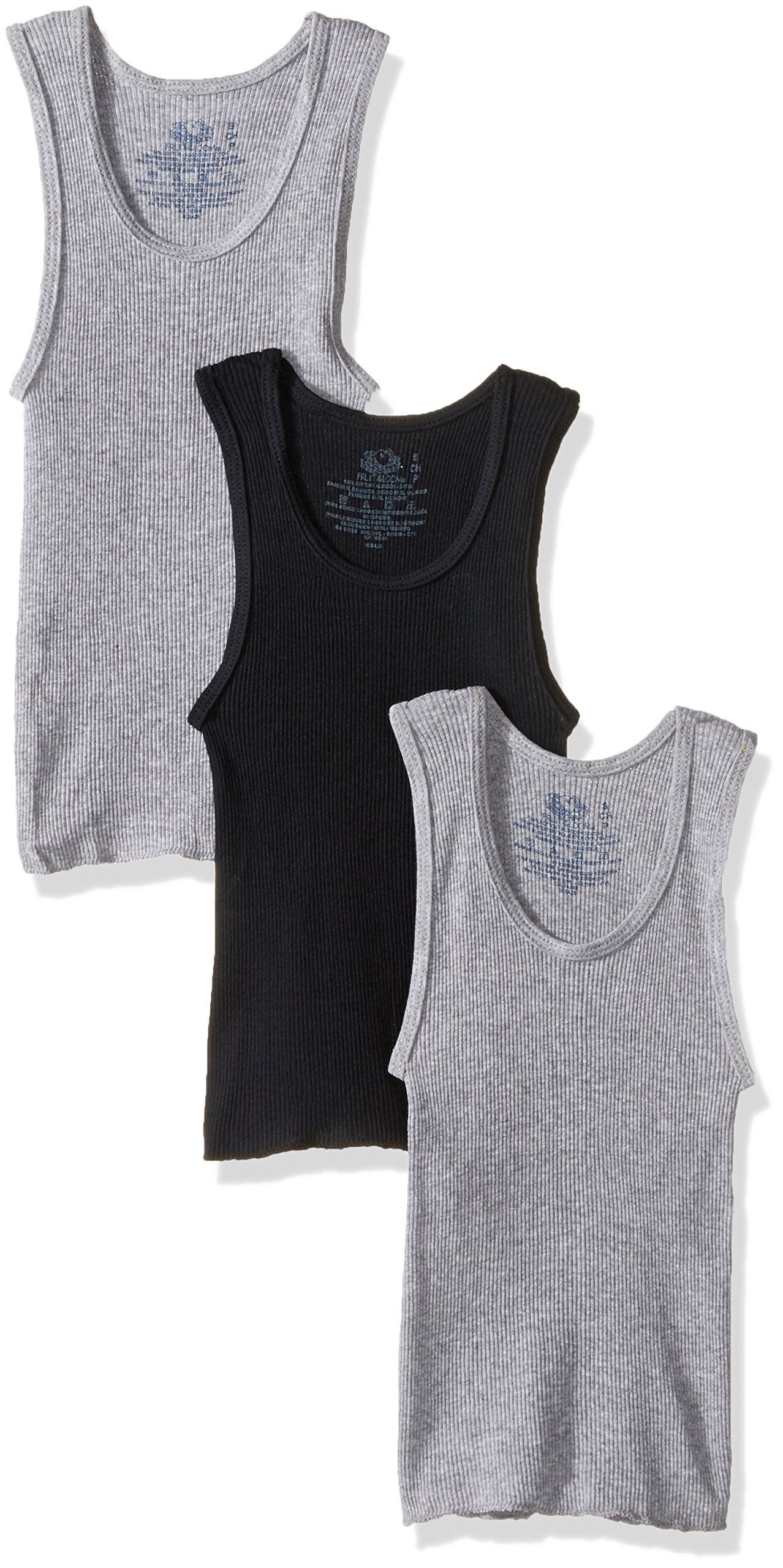 Fruit of the Loom Athletic Shirt - Assorted, 3 pk-Gray/Black-Small