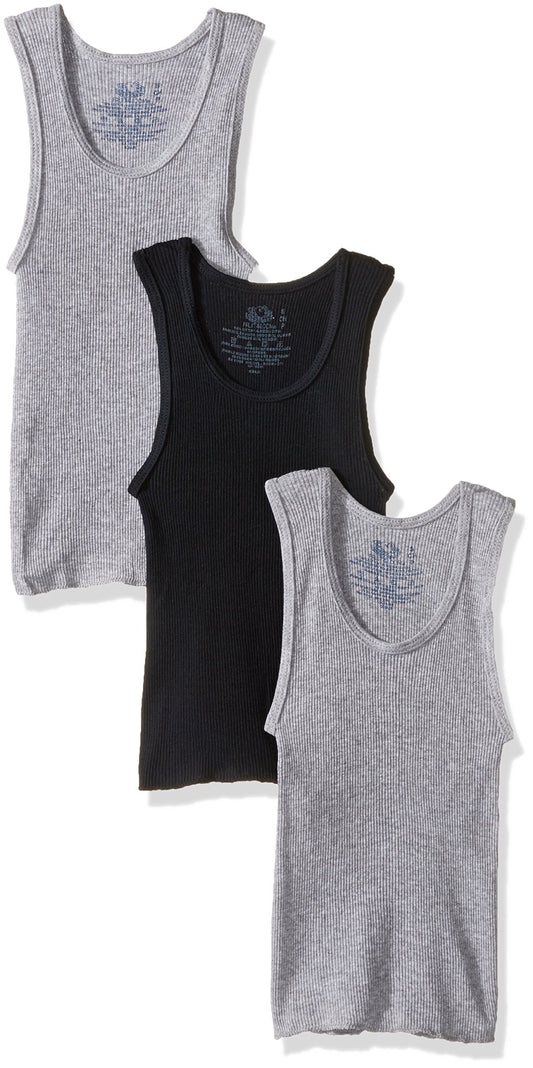 Fruit of the Loom Athletic Shirt - Assorted, 3 pk-Gray/Black-Small
