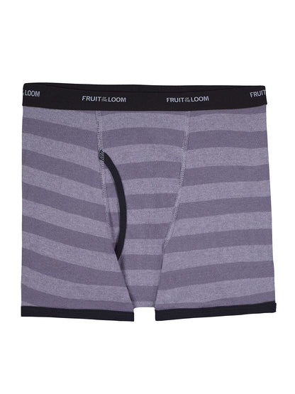 Fruit Of The Loom Mens Cotton Boxer Brief Underwear Traditional Fly Stripes Assorted SM (6-8 Little Kid/Big Kid), Small, Pack of 10