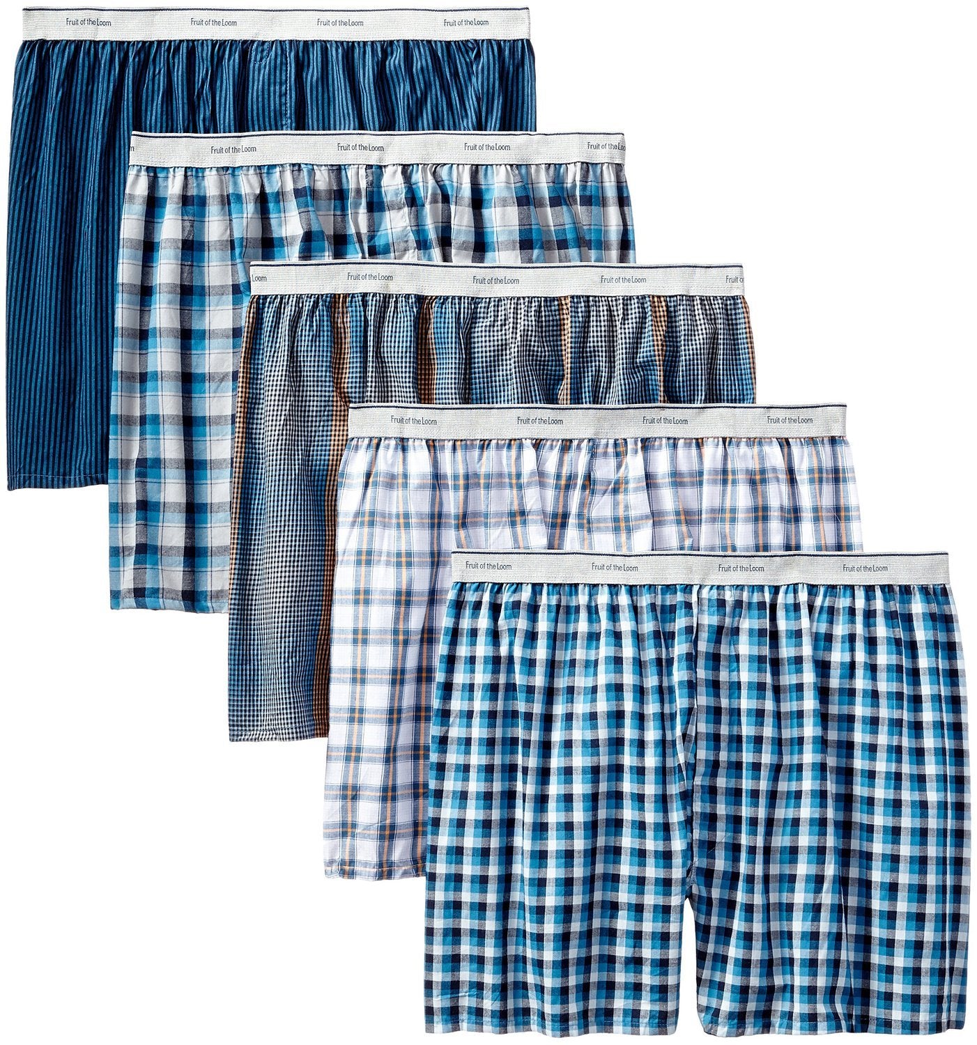 Fruit of the Loom Men's Big Soft Stretch-Knit Boxer (Pack of 5) (Exposed Fashion-Waistband, X-Large)