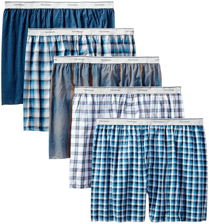 Fruit of the Loom Men's Big Soft Stretch-Knit Boxer (Pack of 5) (Exposed Fashion-Waistband, X-Large)