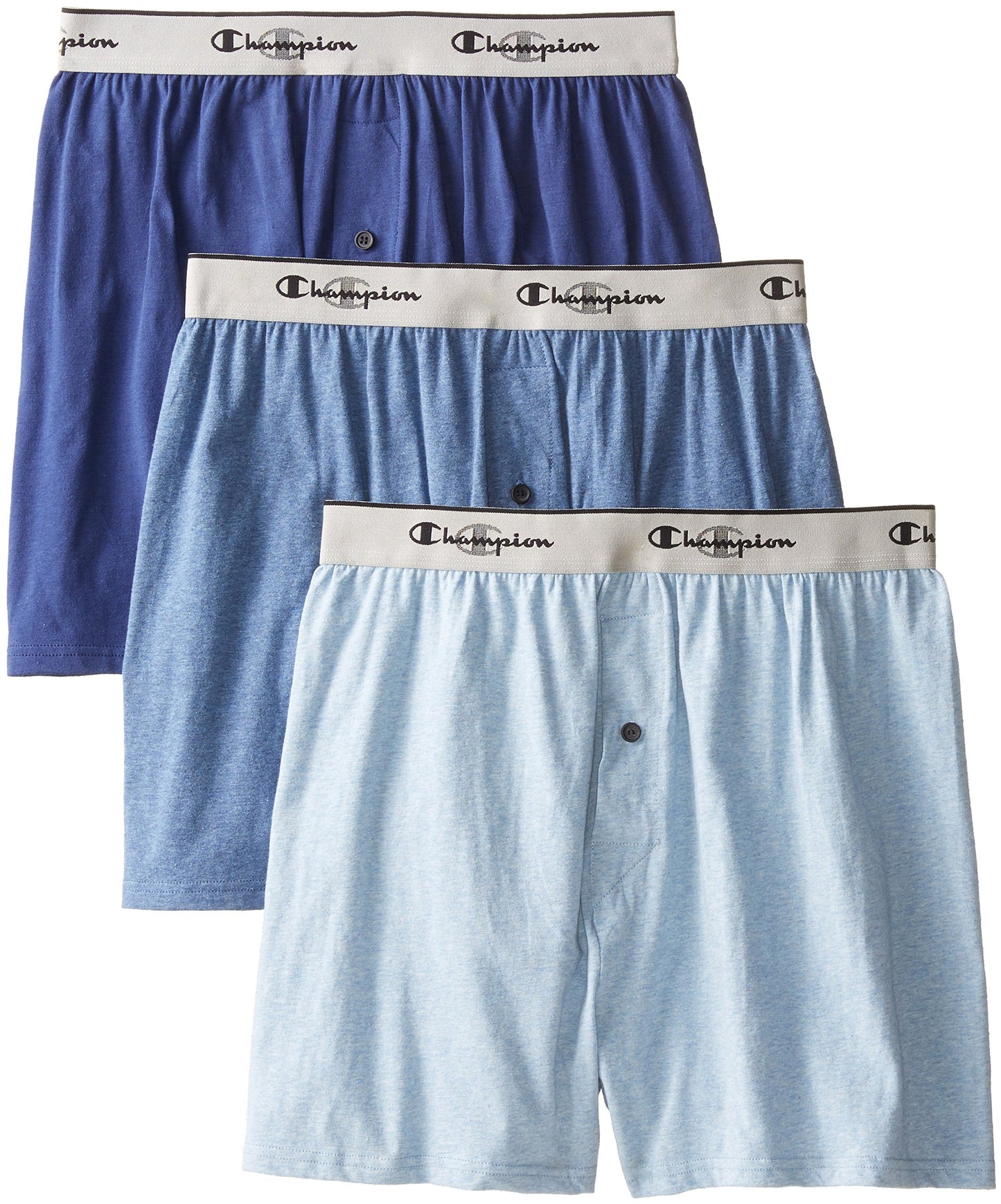 Champion Men's 3-Pack Knit Boxer, Gray/Black, X-Large