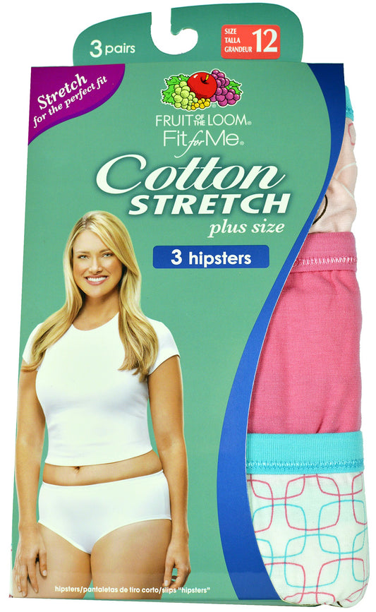 Fruit of the Loom Woman Fit for Me 3 Hipsters Cotton Stretch Plus Size (9)