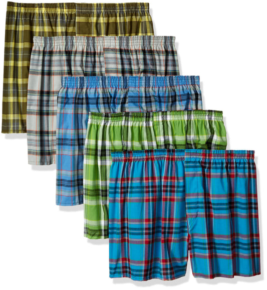 Fruit of the Loom Men's Big Plaid Woven Boxer - Colors May Vary, Assorted, XX-Large(Pack of 5)