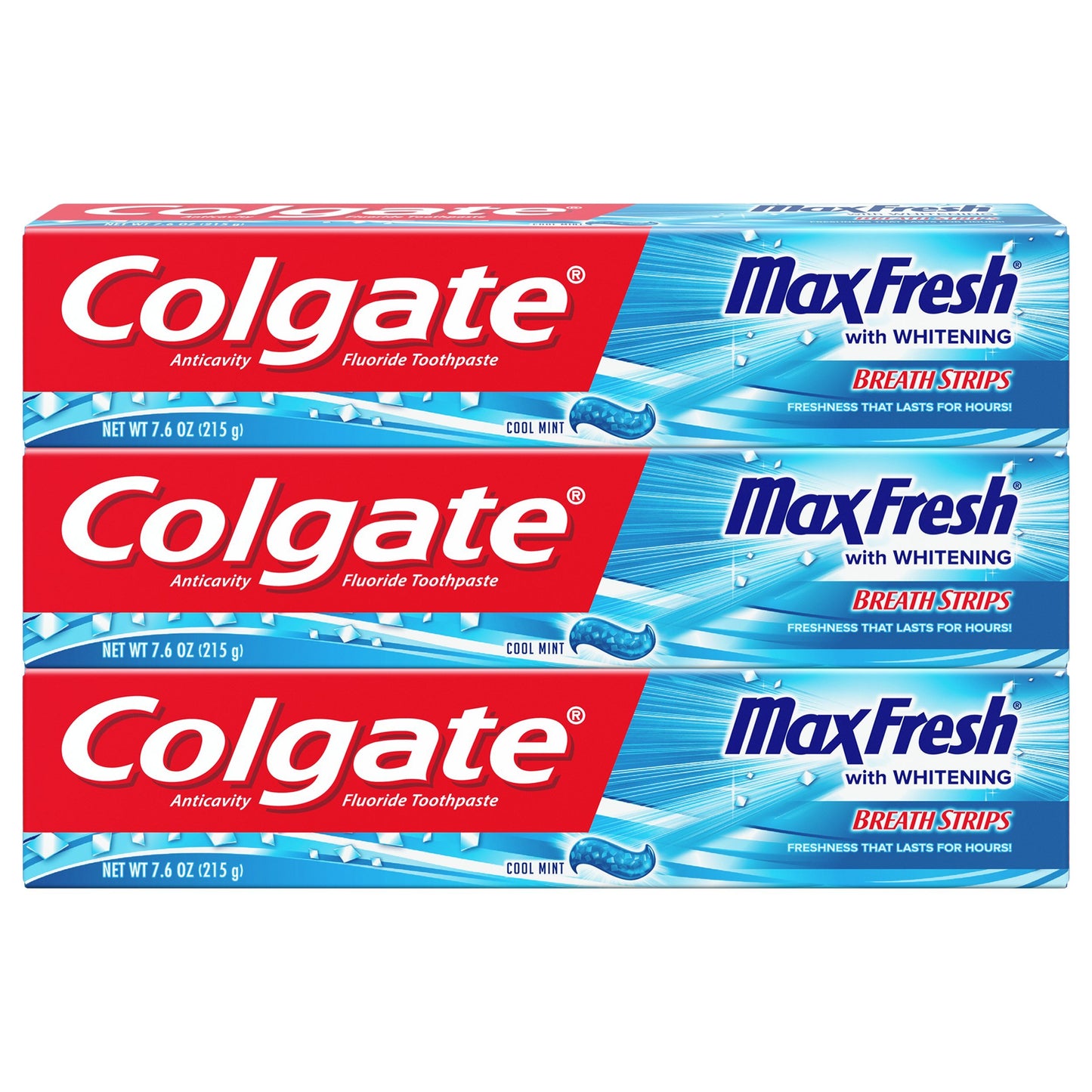 Colgate Max Fresh Toothpaste With Mini Breath Strips, Cool Mint, 6 Ounce (Pack of 3)